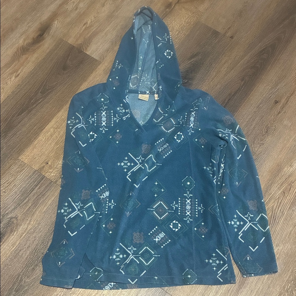Women's Natural Reflections Fleece Geometric Pattern Hoodie Size XL
